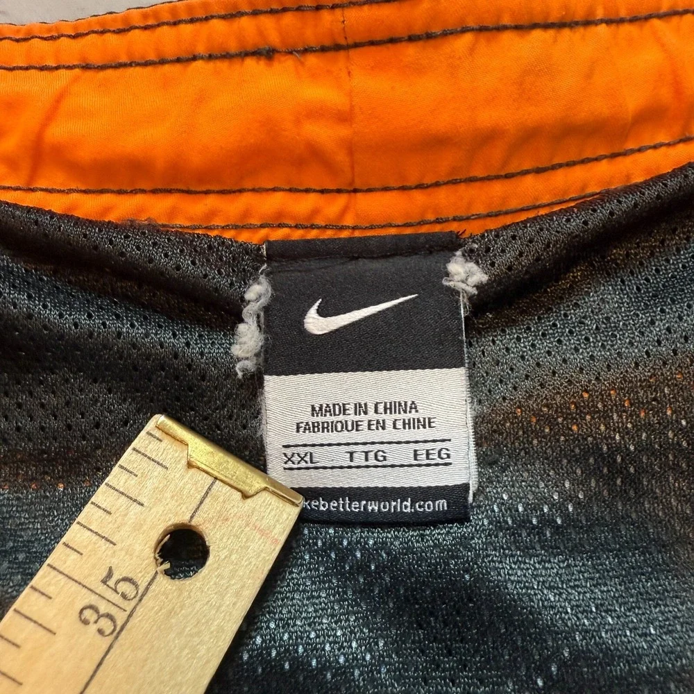 Nike Swim Trunks Fade Stripe Volley Black Orange‎ Swimsuit Shorts Men's Size 2XL